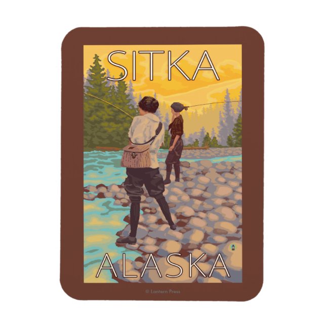 Women Fly Fishing - Sitka, Alaska Magnet (Vertical)