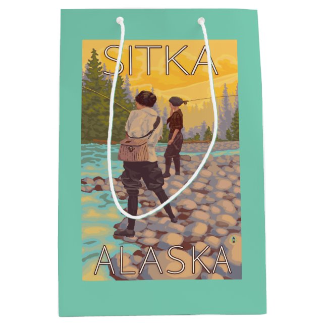 Women Fly Fishing - Sitka, Alaska Medium Gift Bag (Front)