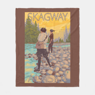 Women Fly Fishing - Skagway, Alaska Fleece Blanket