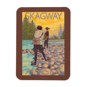 Women Fly Fishing - Skagway, Alaska Magnet