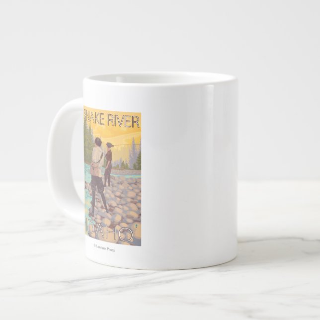 Women Fly Fishing - Snake River, Idaho Giant Coffee Mug (Front Left)