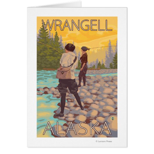 Women Fly Fishing - Wrangell, Alaska Cards (Front)