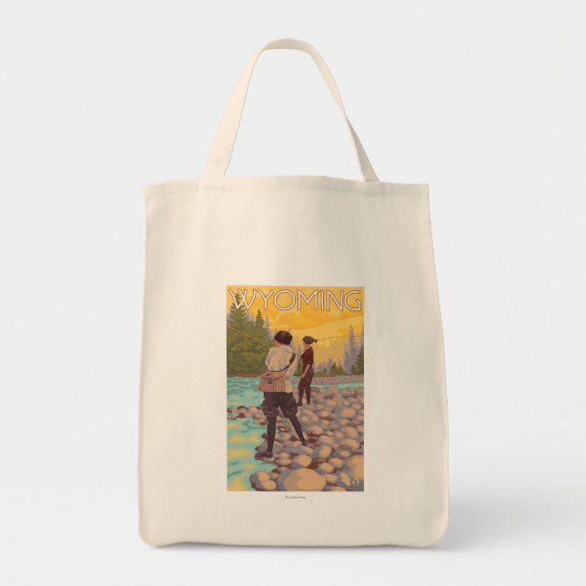 Women Fly Fishing - Wyoming Tote Bag (Front)