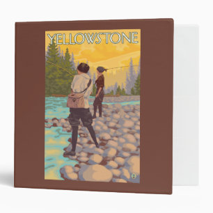 Women Fly Fishing - Yellowstone National Park 3 Ring Binder