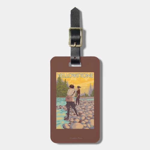 Women Fly Fishing _ Yellowstone National Park Luggage Tag