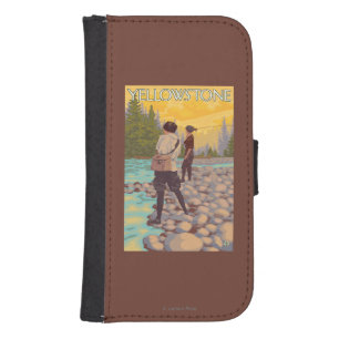 Women Fly Fishing - Yellowstone National Park Wallet Phone Case For Samsung Galaxy S4