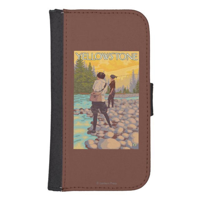 Women Fly Fishing - Yellowstone National Park Samsung Galaxy Wallet Case (Front)