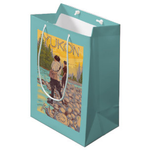 Women Fly Fishing - Yukon, Alaska Medium Gift Bag