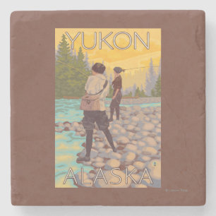 Women Fly Fishing - Yukon, Alaska Stone Coaster