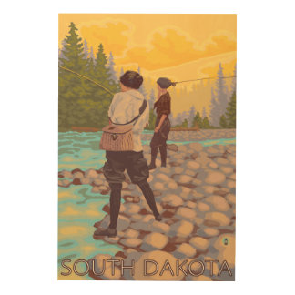 Women Fly FishingSouth Dakota Wood Wall Decor