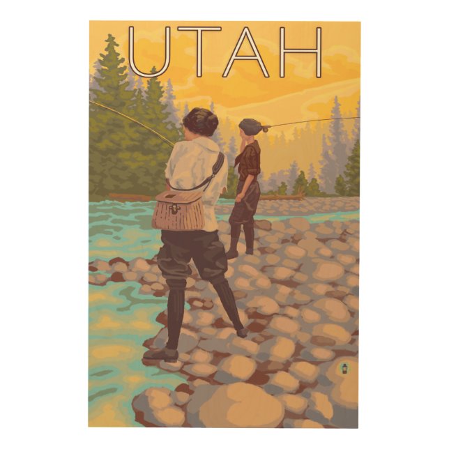 Women Fly FishingUtah Wood Wall Decor (Front)