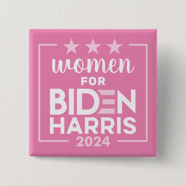 Women for Biden Harris - 2024 pink design Button (Front)