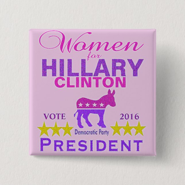 Women for Hillary Clinton President Think Pink Pinback Button (Front)