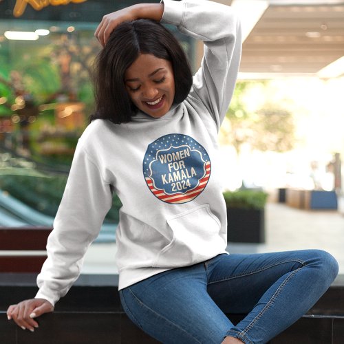 Women for Kamala 2024 American Flag Womens Hoodie