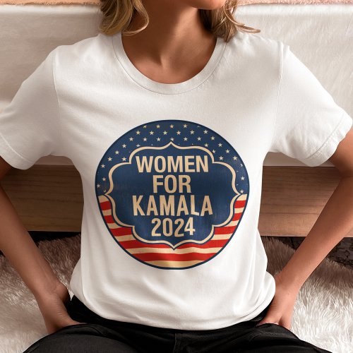 Women for Kamala 2024 American Flag Womens T_Shirt