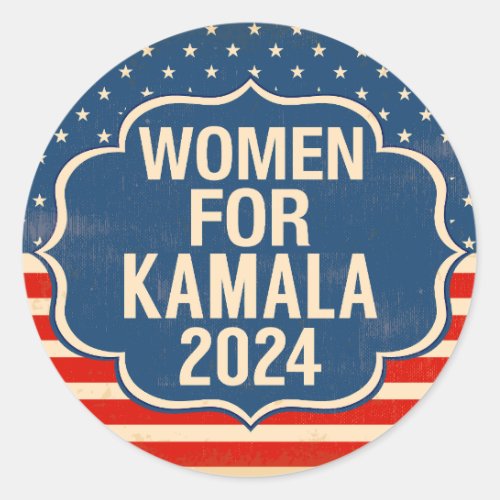 Women for Kamala 2024 Election American Flag Classic Round Sticker