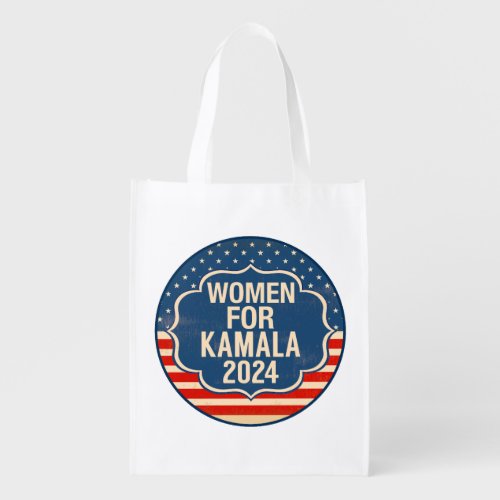 Women for Kamala 2024 Election American Flag Grocery Bag