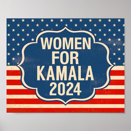 Women for Kamala 2024 Election American Flag Poster