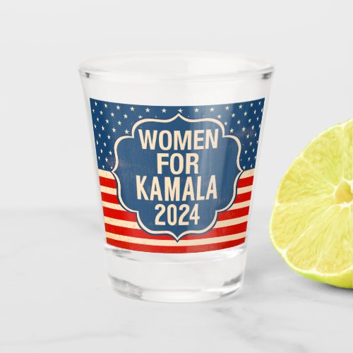 Women for Kamala 2024 Election American Flag Shot Glass