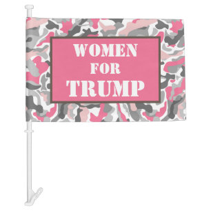 Women for TRUMP Pink Camo Pattern Car Flag