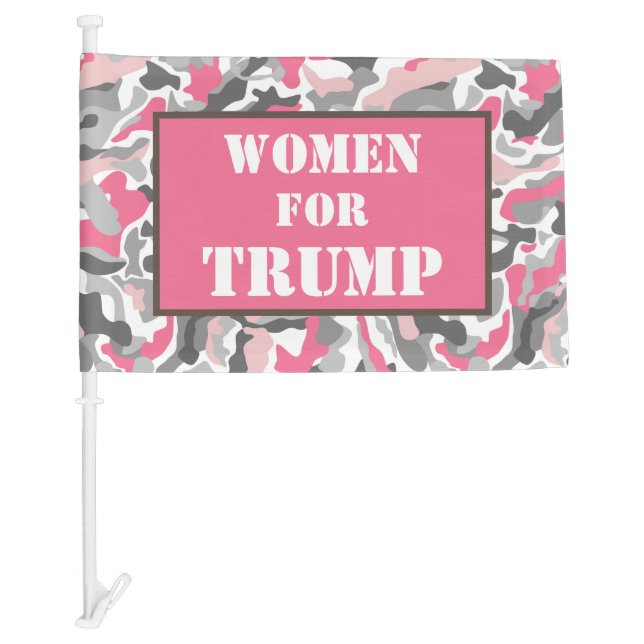 Women for TRUMP Pink Camo Pattern Car Flag (Front)