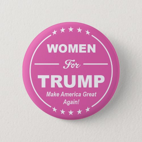 WOMEN FOR TRUMP Pink Patriot Girl Power GOP USA Button
