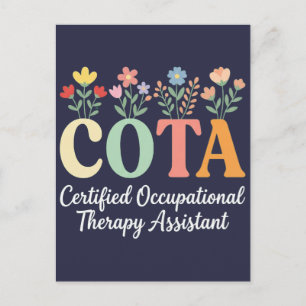 women funny floral COTA Certified Occupational Postcard