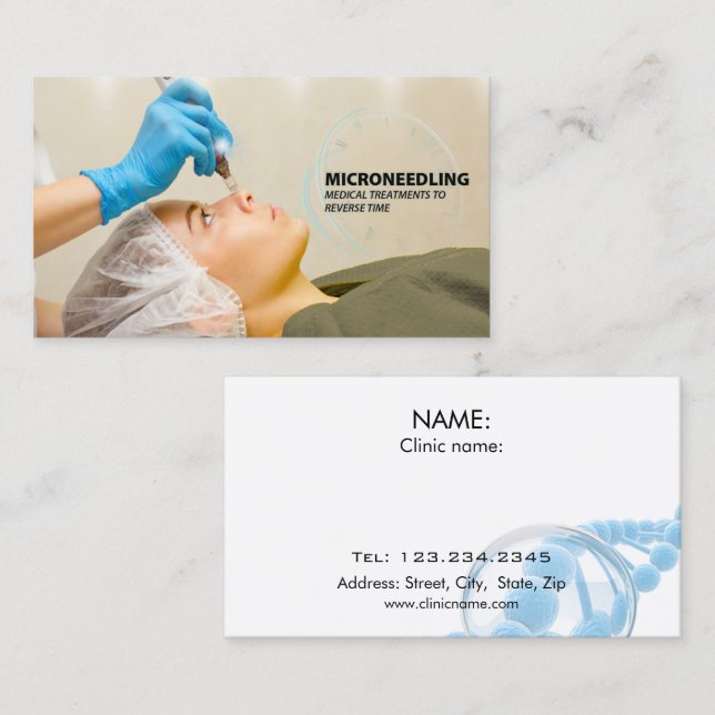 Women getting microneedle skin treatment business card (Front/Back)