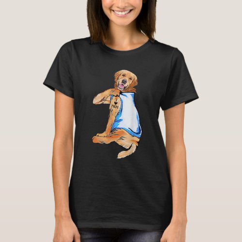 Women Gifts Golden Retriever Dog Tattoo I Love Mom T_Shirt