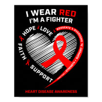 Women Gifts Warrior Red Fighter Heart Disease Awar Poster