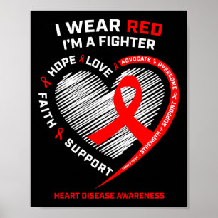 Women Gifts Warrior Red Fighter Heart Disease Awar Poster