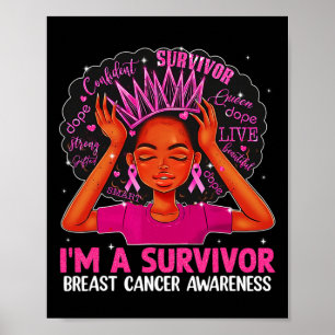 Women Girl I'm A Survivor Breast Cancer Awareness Poster