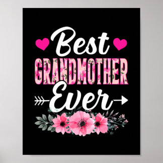 Women Girls Best Grandmother Ever Flowers Cute Poster