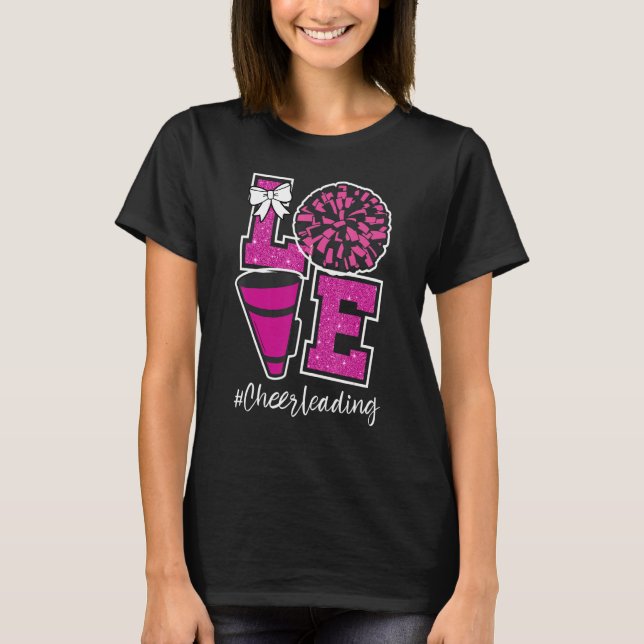 Women Girls Cute Love Cheerleader Cheerleading Acr T-Shirt (Front)