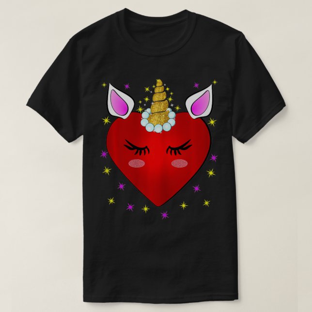 Women Girls Valentine's Day Gifts Unicorn Face Cut T-Shirt (Design Front)