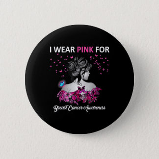 Women Gloves Boxing I Wear Pink For Breast Cancer  Button