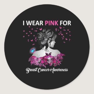 Women Gloves Boxing I Wear Pink For Breast Cancer  Classic Round Sticker