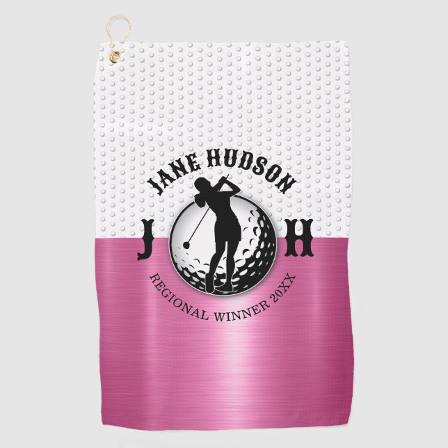 Women Golf Monogram Design Golf Towel (Front)