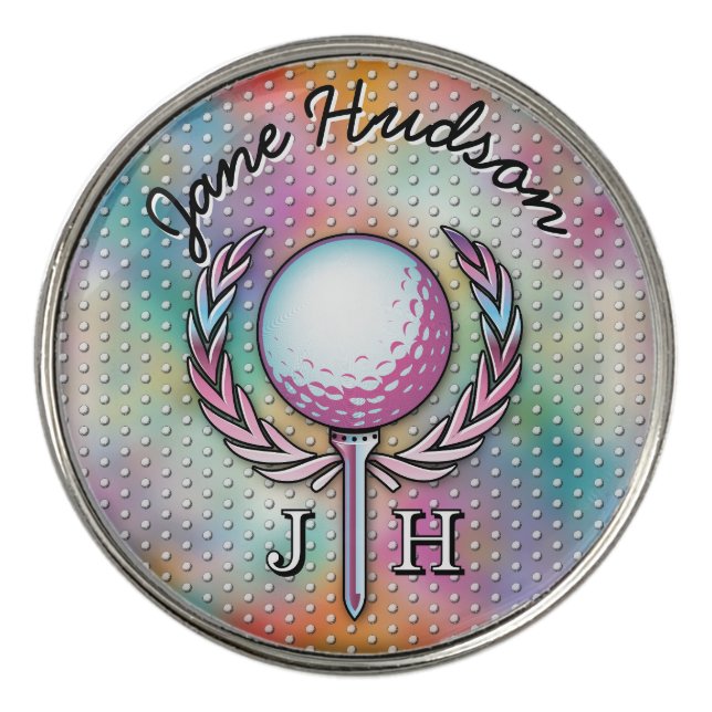 Women Golfer Custom Monogram Design Golf Ball Marker (Front)