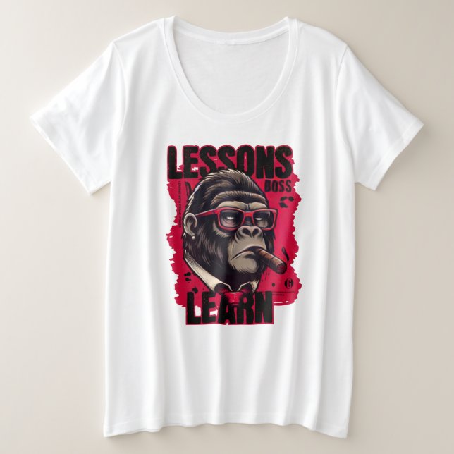 Women Gorilla Boss Lessons Learn T Shirt  (Design Front)