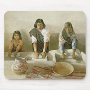 Women Grinding Corn, Pueblo of Laguna, c.1905 (col Mouse Pad