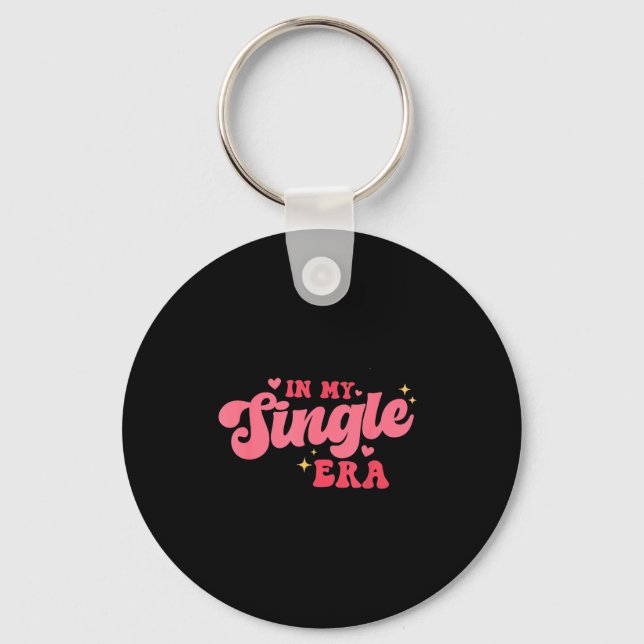 Women Groovy In My Single Era Anti-valentines Divo Keychain (Front)