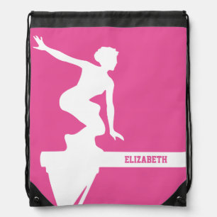 Women Gymnast Balanced Beam Drawstring Bag