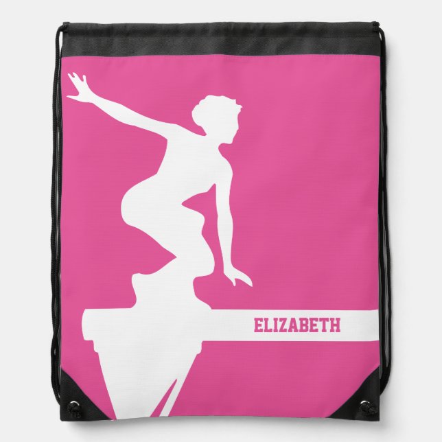 Women Gymnast Balanced Beam Drawstring Bag (Front)