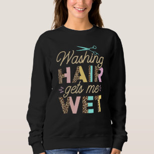 Women Hairdresser Leopard Print Washing Hair Hair  Sweatshirt