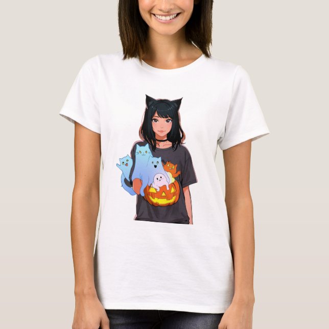 women halloween ,Cat Shirt ,Cute Cat Lovers Shirt  (Front)