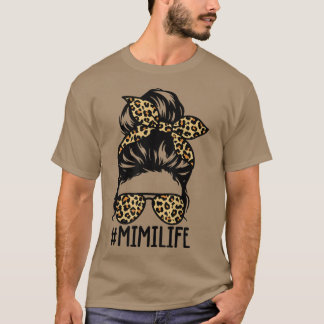 Women Hashtag MimiLife Leopard Bandana Mimi Messy  T-Shirt