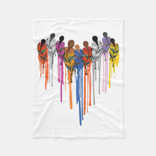 Women Heart Shape Watercolor Native American Fleece Blanket
