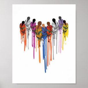 Women Heart Shape Watercolor Native American Poster
