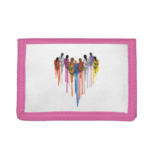 Women Heart Shape Watercolor Native American Tri-fold Wallet
